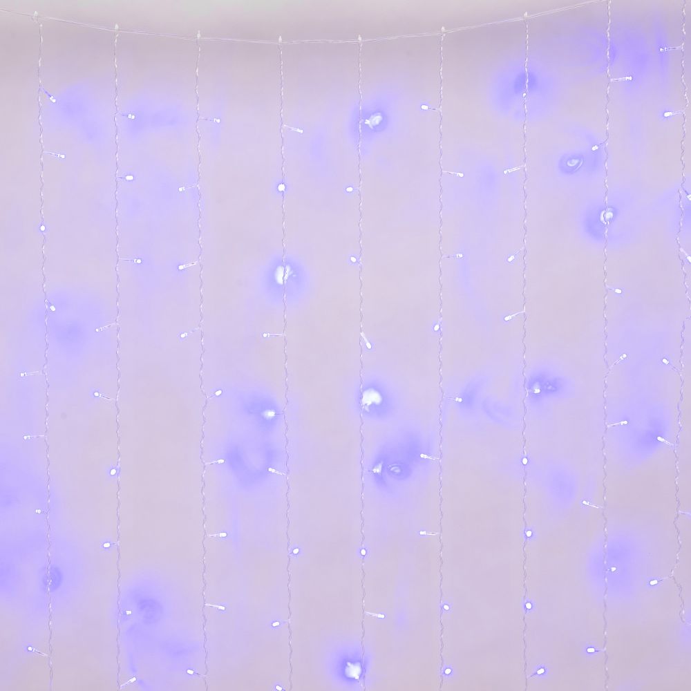 ULD-C3020-264-TTK BLUE IP44 Занавес светодиодный с эффектом мерцания. 3х2м. 264 светодиода. Синий свет. Провод прозрачный. TM Uniel