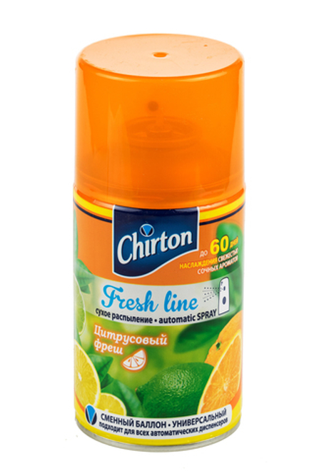 Освежитель Чиртон Фреш Лайн с ароматом "Цитрусовый фреш" сменный баллон 250мл аэрозоль "Чиртон"