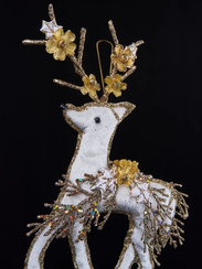 Винтажное украшение Королевский Олень, 15х28 см., кремовый с золотом, Christmas DeLuxe (89015)