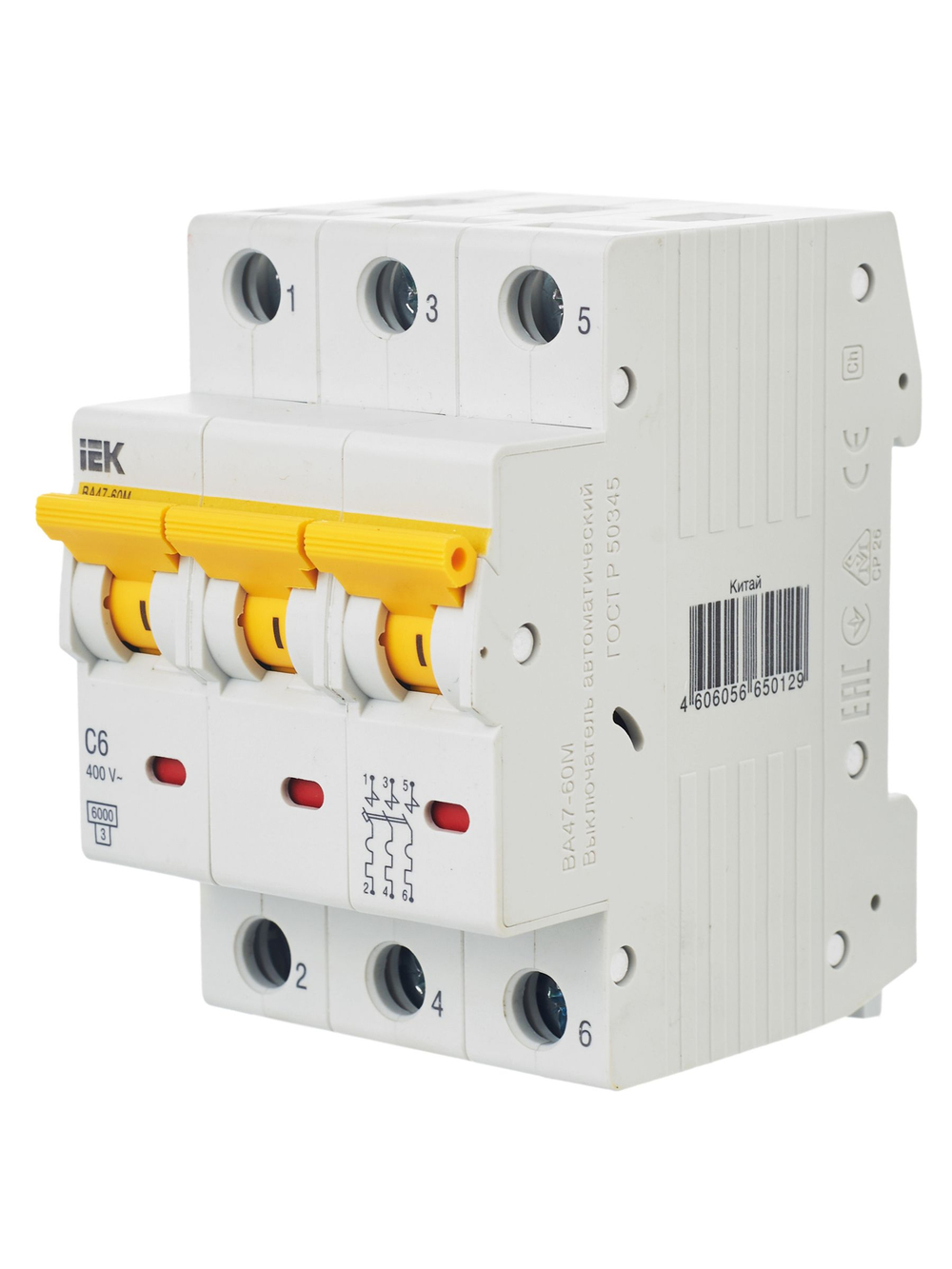 KARAT Автоматический выключатель ВА47-60M 3P C 6А 6кА IEK