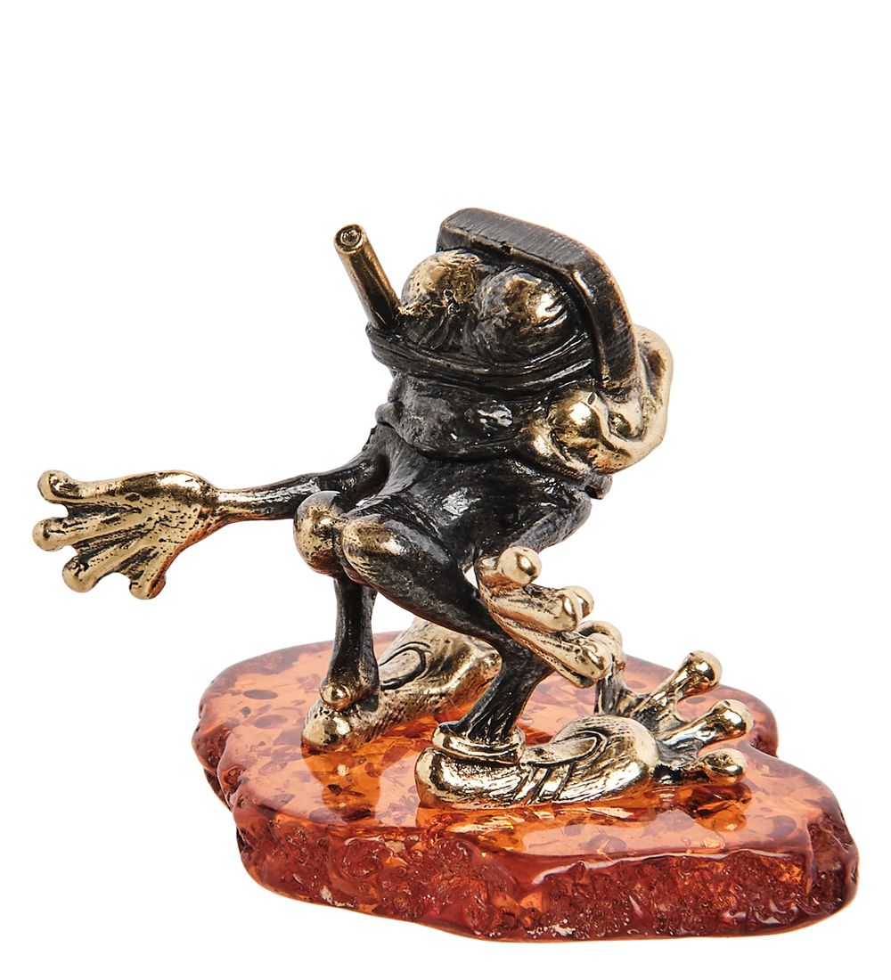 Народные промыслы AM-2198 Фигурка «Лягушка-дайвинг» (латунь, янтарь)