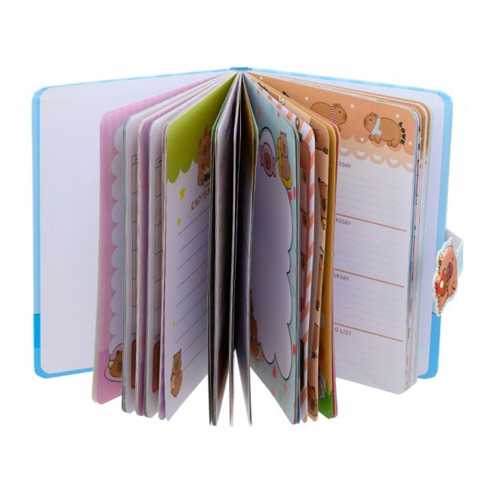 Блокнот детский Basir на магните, формат А5, серия "Капибара", переплет 7БЦ, 19*13 см, 96 листов, ассорти