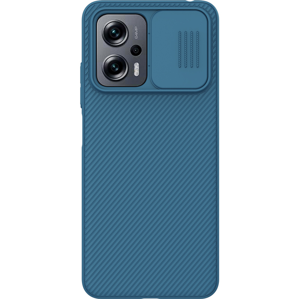 Чехол синего цвета от Nillkin серии CamShield для Xiaomi Redmi Note 11T Pro, 11T Pro+ 5G и Poco X4 GT 5G, с защитной шторкой для камеры