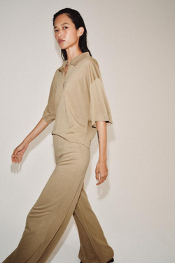 ZARA БРЮКИ ПРЯМОГО КРОЯ ИЗ ЛИОЦЕЛЛА, БЕЖЕВЫЙ