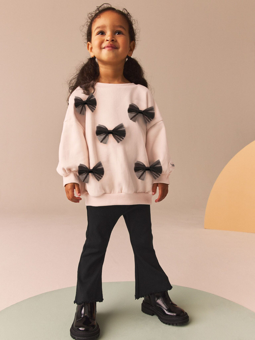 Толстовка и легинсы с оборками в комплекте для девочки Next B24-546, Кремовый, Черный