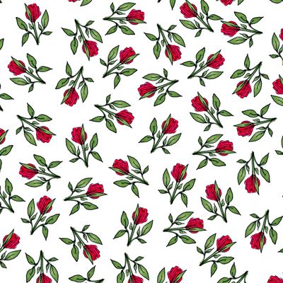 Красные розы с листьями на белом фоне