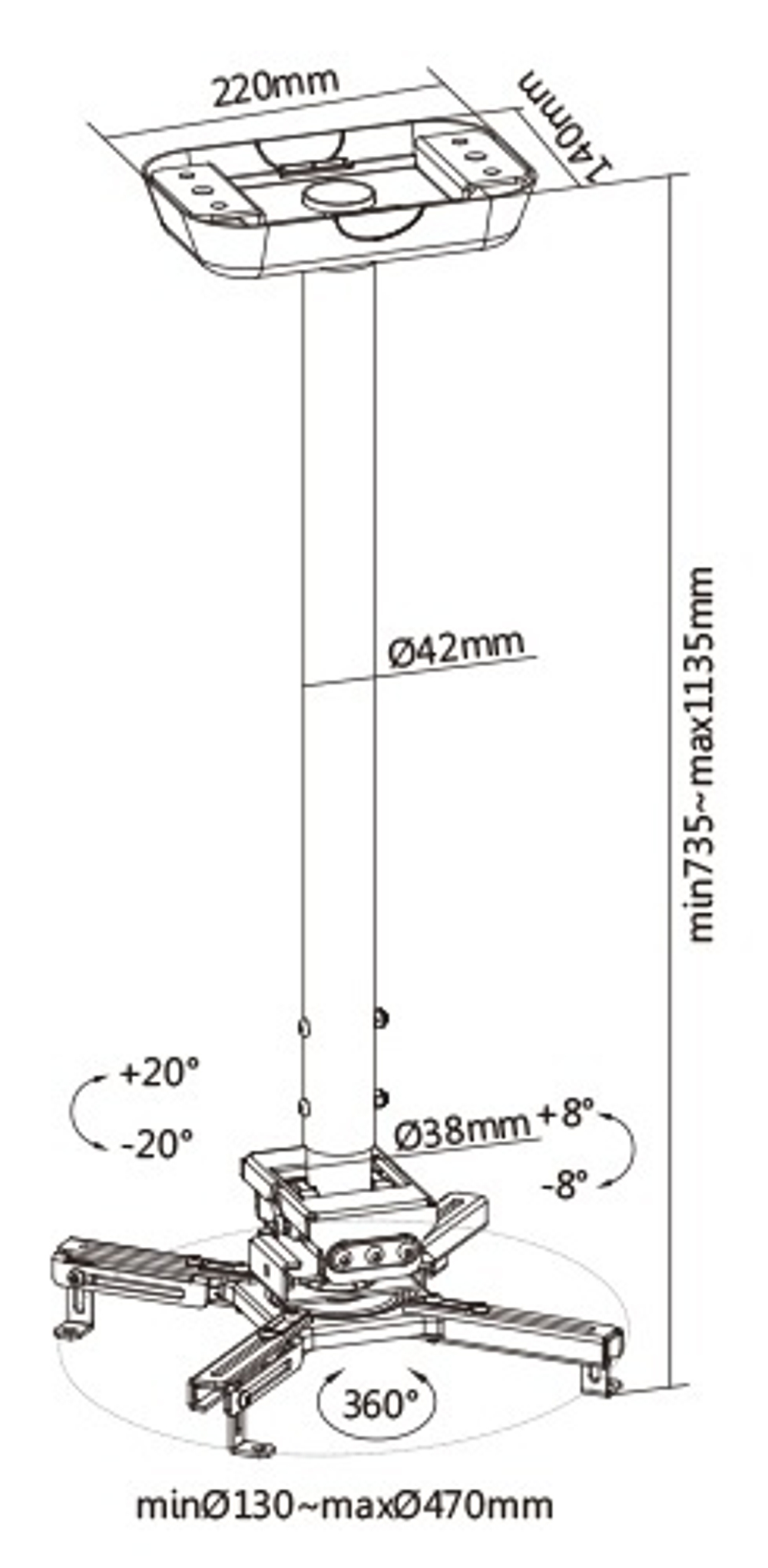 Крепление потолочное FIX PRB-20-02L
