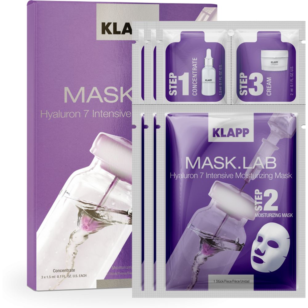 KLAPP MASK.LAB Hyaluron 7 Intensive Moisturizing Mask 3 pcs