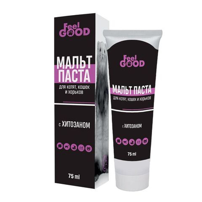 Мальт-паста для выведения шерсти с хитозаном для котят, кошек и хорьков FeelGOOD