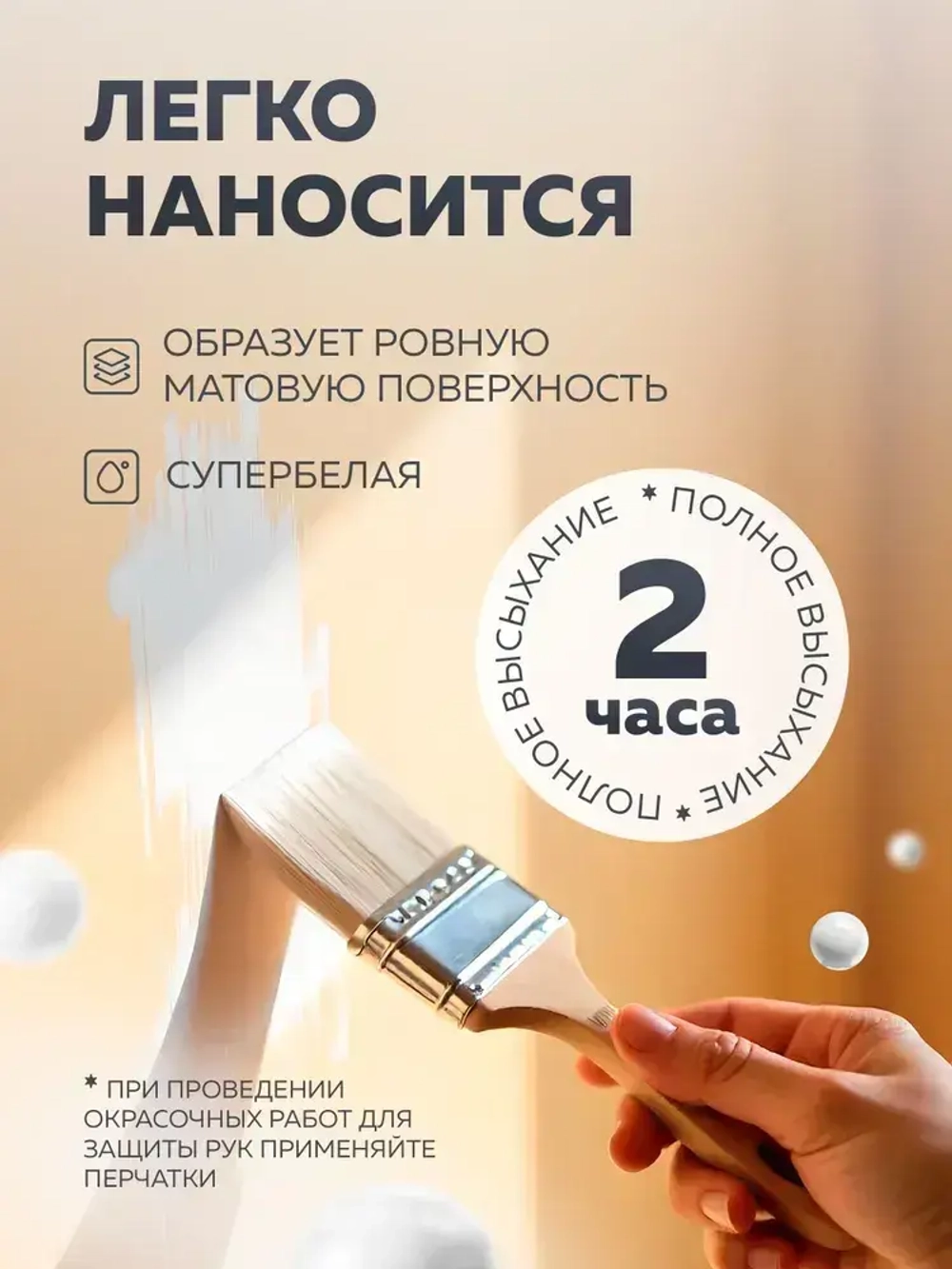 Краска интерьерная ОLECOLOR для стен и потолков, 3 кг, белая, без запаха, Быстросохнущая, Акриловая, Водоэмульсионная, Матовое покрытие