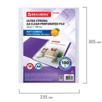 Файлы перфорированные А4 BRAUBERG "EXTRA 1000" комплект 50 шт. матовые плотные 100 мкм (3 штуки в упаковке)