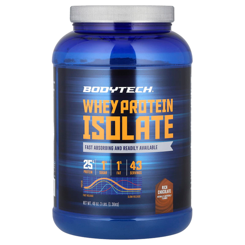 BodyTech, Изолят сывороточного протеина, насыщенный шоколад, 1,36 кг (3 фунта)