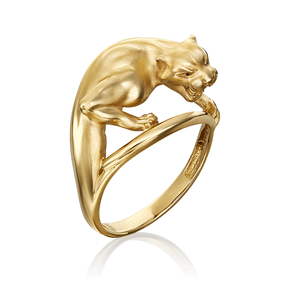 Кольцо «Пантера» из лимонного золота