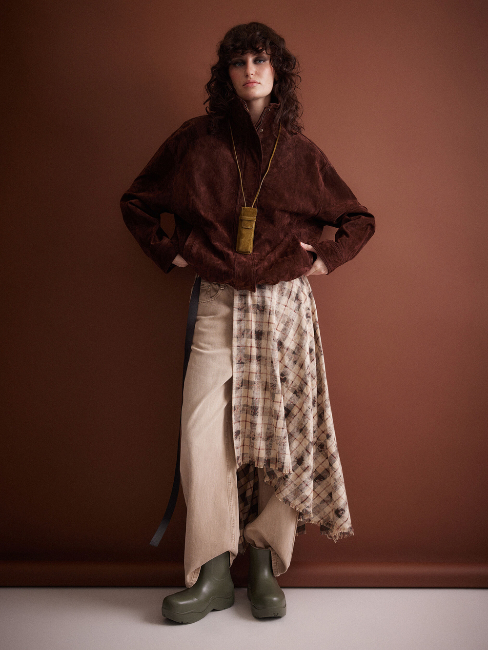 Юбка-килт Grunge, бежево-черная