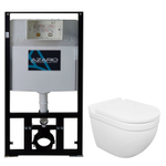 Комплект подвесной безободковый унитаз Azario Fora AZ-8010-1000+AZ-0017 E-R с микролифтом + система инсталляции без кнопки смыва