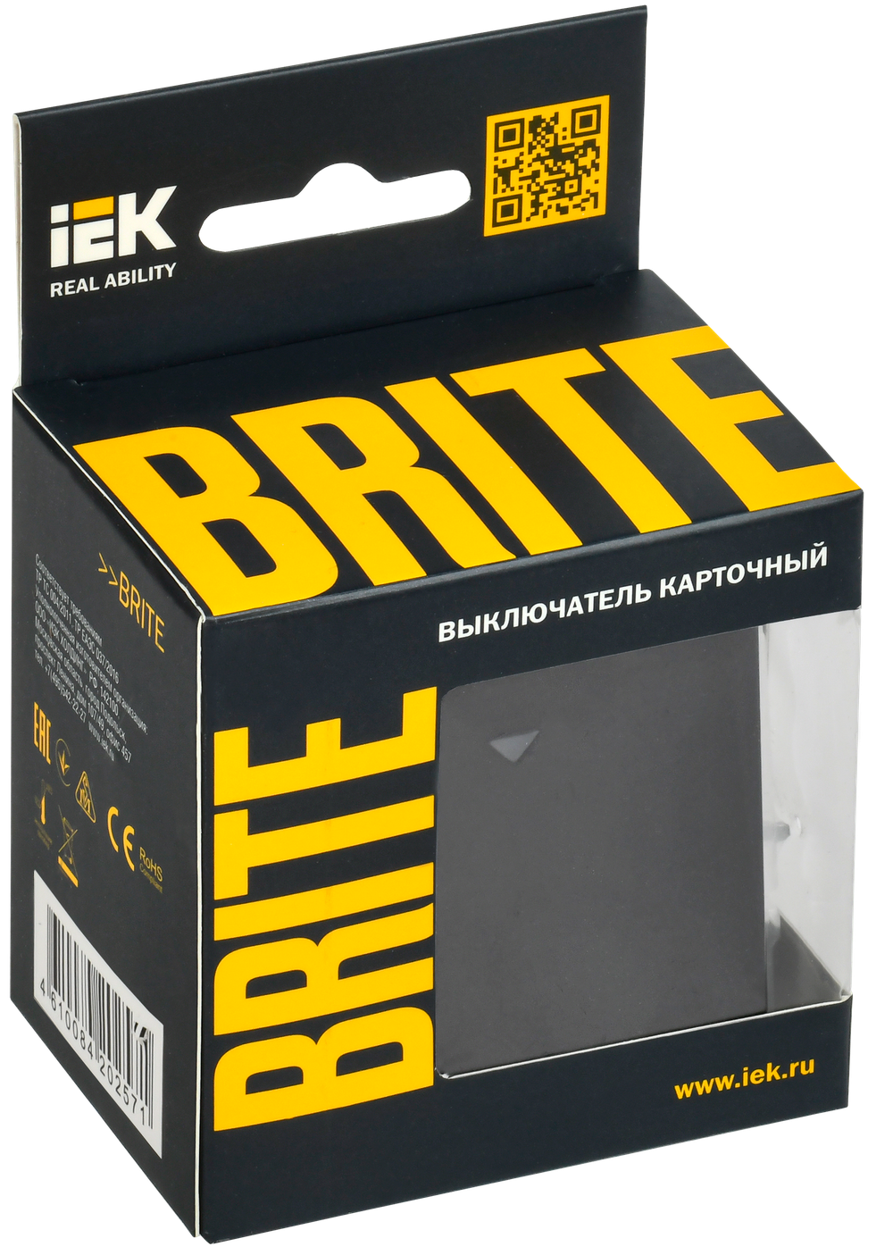 BRITE Выключатель карточный 30А ВС10-1-8-БрГ графит IEK