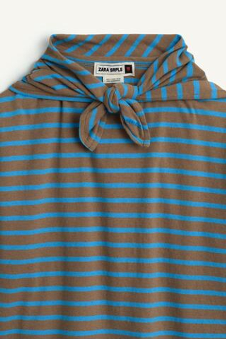 ZARA ФУТБОЛКА В ПОЛОСКУ, СВЕТЛО-ГОЛУБОЙ