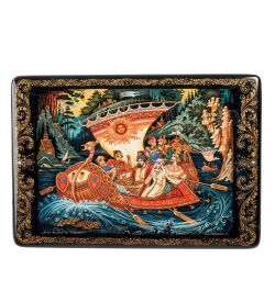 Народные промыслы ШК-30/ 54 Шкатулка «Из-за острова на стрежень..» худ. Романова Е.