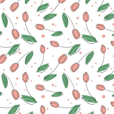 Тюльпаны. Цветы в стиле art line. Простой цветочный узор.