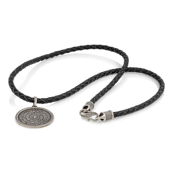 Колье Гайтан чёрный 5 мм с подвеской Псалом 90 из мельхиора, вид 1