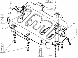 Защита радиатора, 2 мм, Сталь. для Jac T9 2024-н.в., Motodor.78315