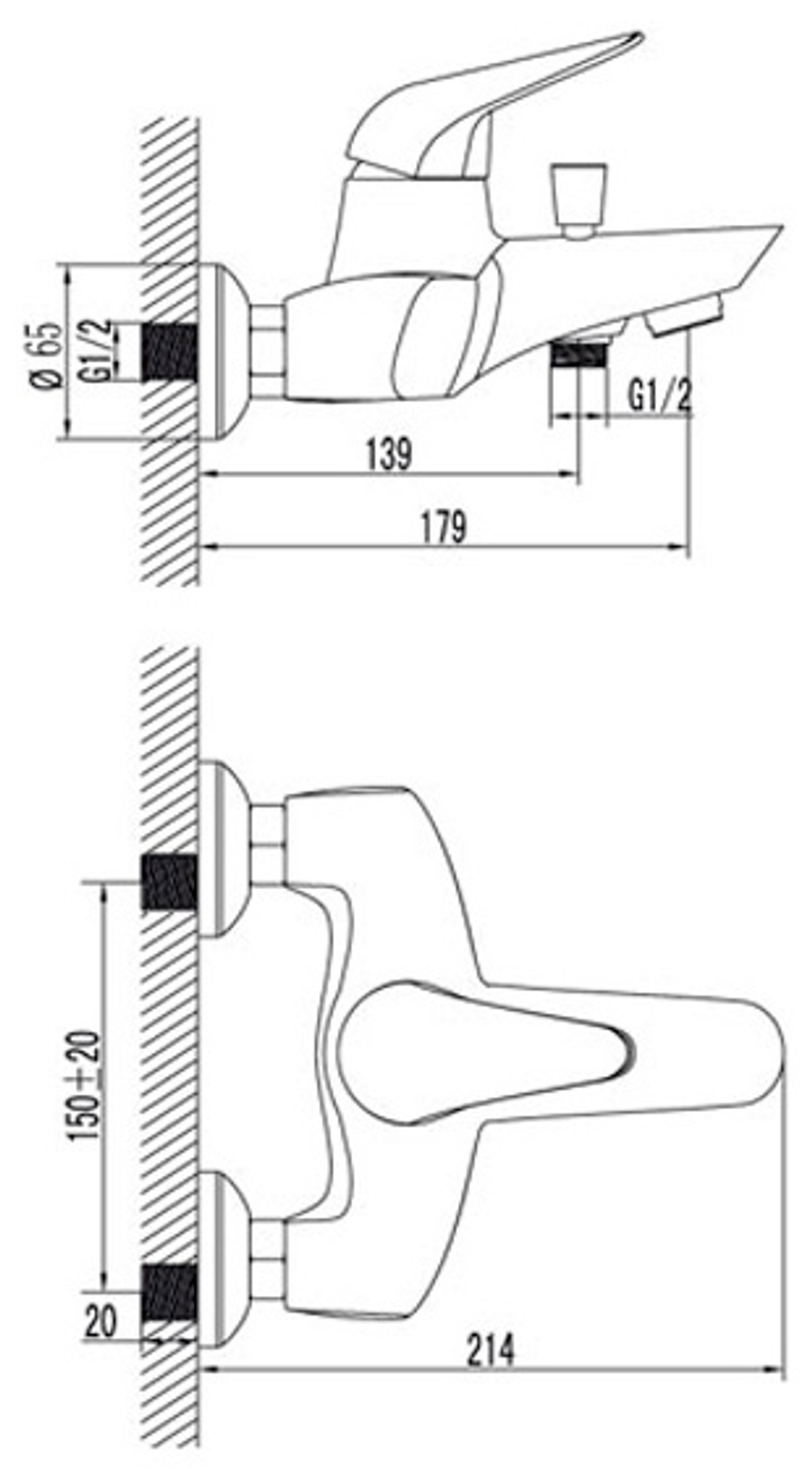LM4232C Посейдон Смеситель для  ванны с кортким изливом , хром (к/к 8)