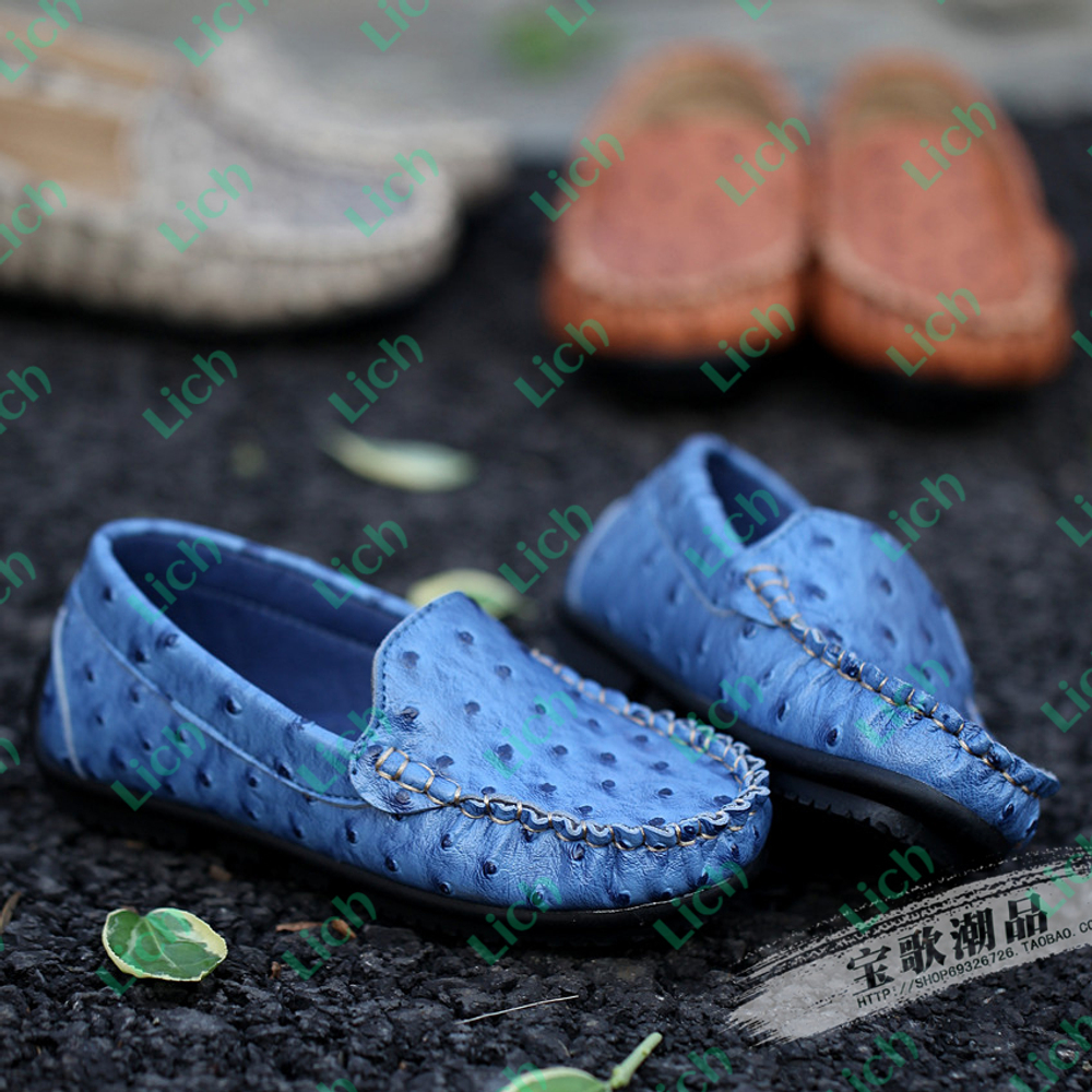 Мокасины однотонные с тиснением в мелкий горох