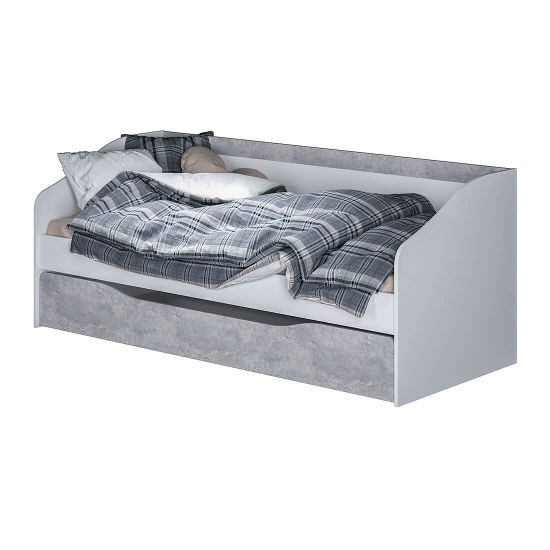 Паскаль Кровать детская с ящиком белый / цемент светлыйкомплект