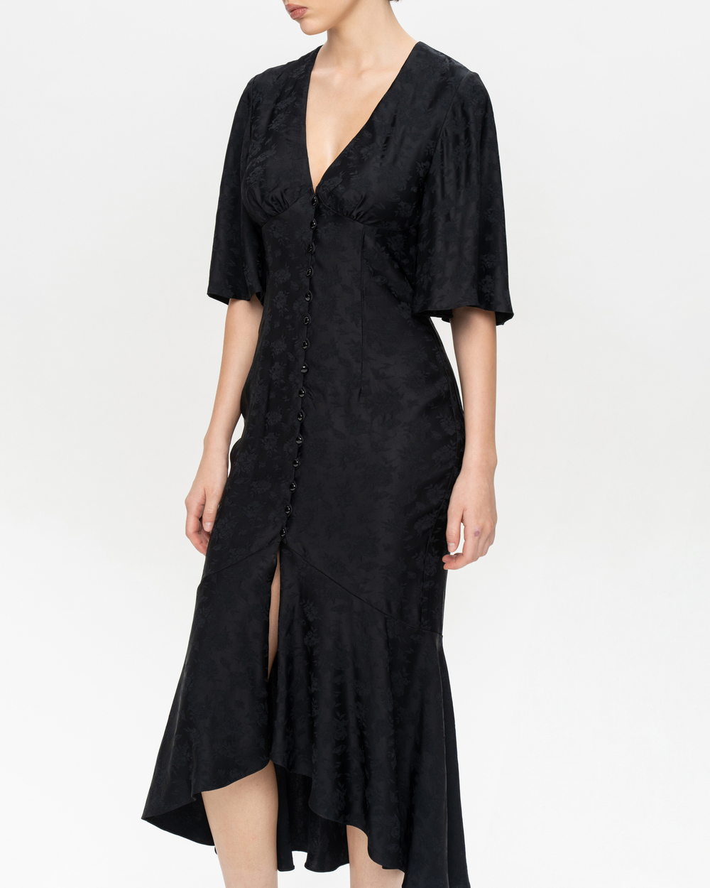 Платье миди из вискозы со струящимися рукавами