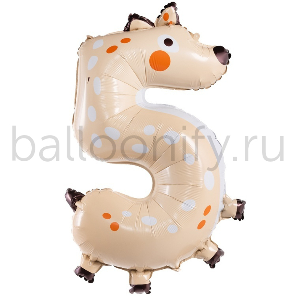 Шар ЦИФРА 5 Зоопарк Олень 38" 96 см