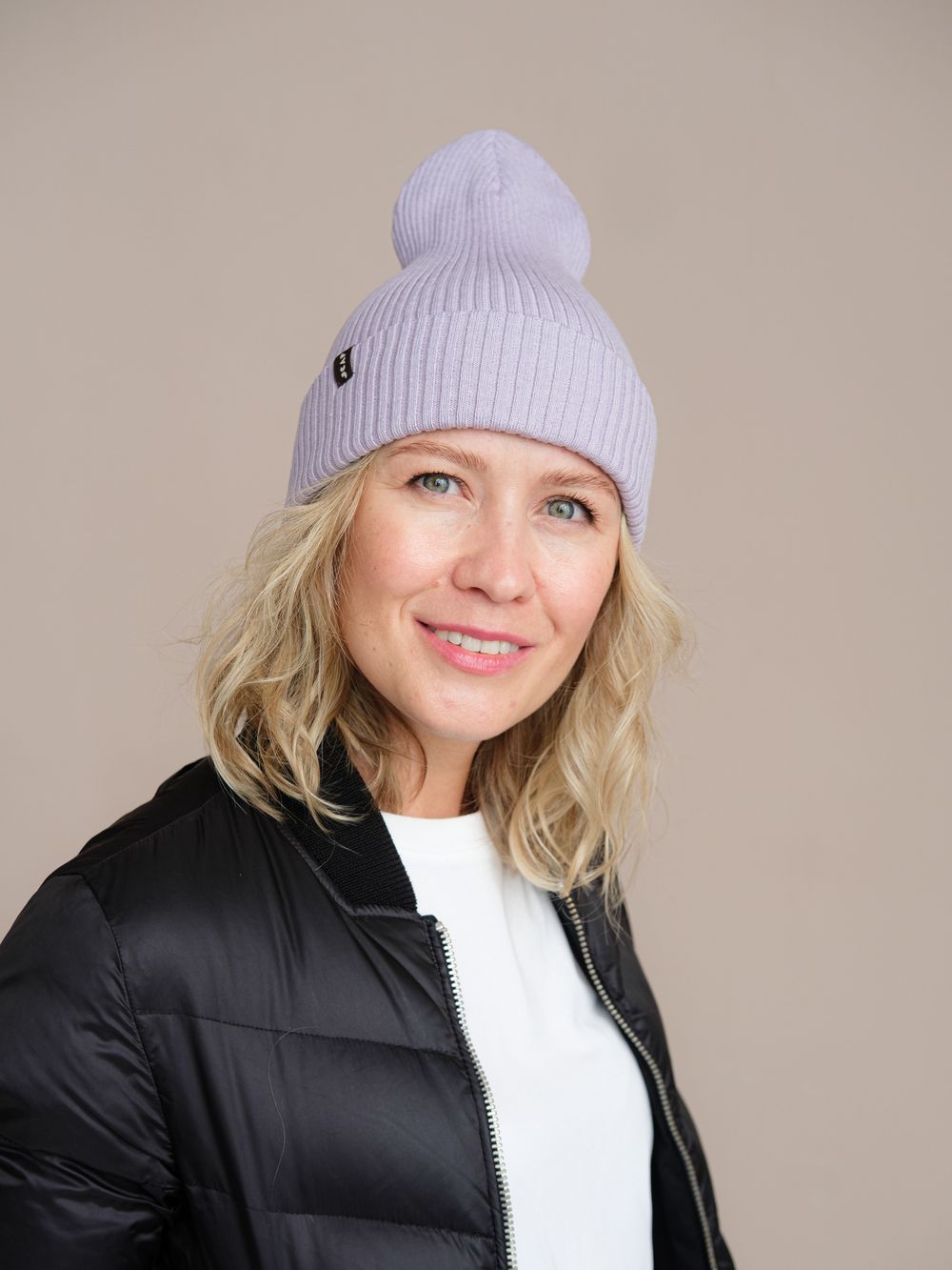 Шапка вязаная весенняя/осенняя МУЛА (Лаванда)