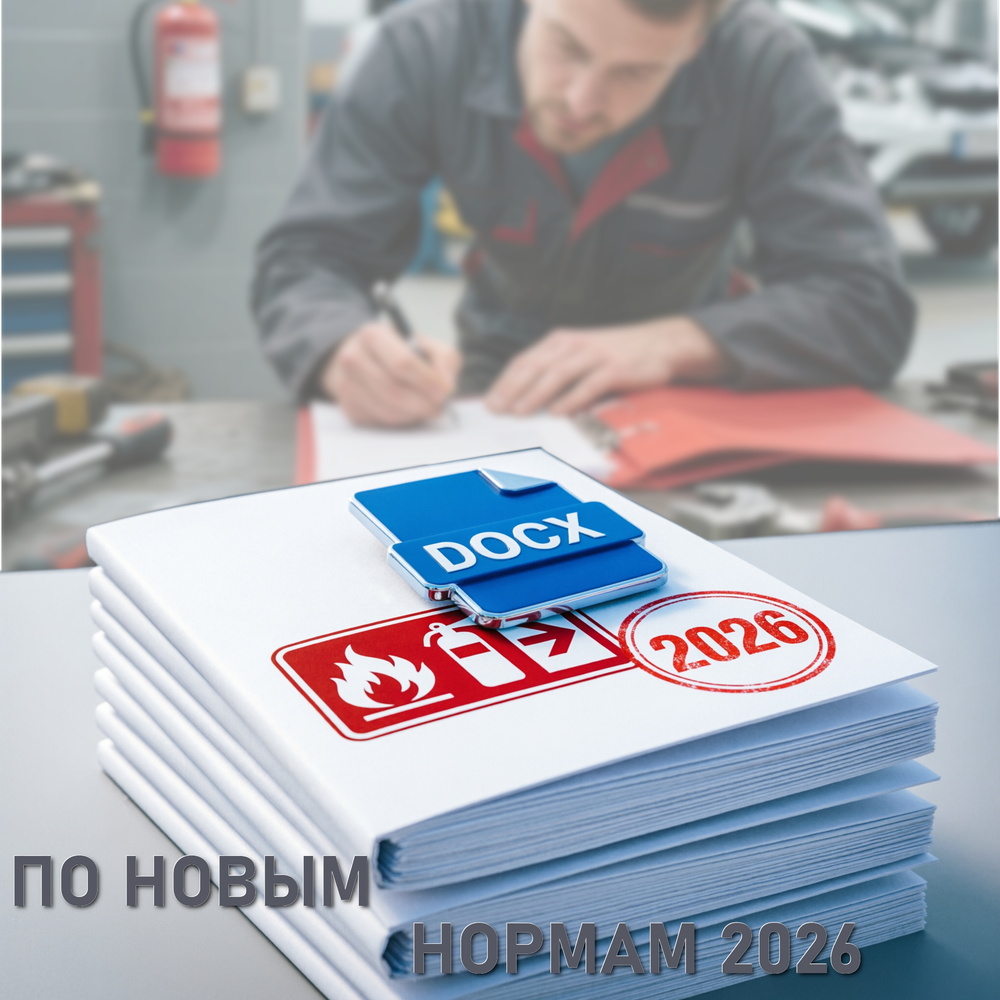 Автосервис, СТО (без покрасочных работ). Программы инструктажей, инструкции, приказы по пожарной безопасности в электронном виде 2026
