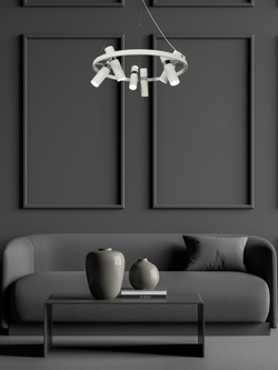 Люстра подвесная светодиодная Lanbos, 12 ламп GU10, до 20 кв м, белая