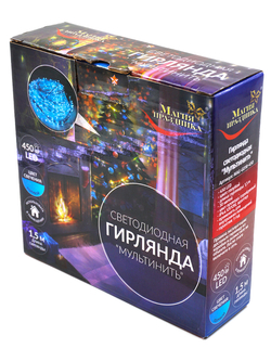 Гирлянда светодиодная "МУЛЬТИНИТЬ", 450 LED, голубой, 1,5 м. 30 нитей, IP20, 12V, адаптер MAG-G010-450