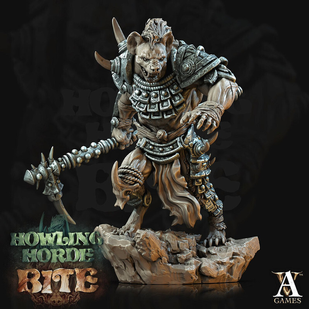 Гнолл Gnoll Зверолюд Воин Файтер Рыцарь Варвар Гнолл-воитель с клевцом  миниатюра для dnd, днд, pathfinder, фентези, Настольная игра, НРИ, Варгейм, РПГ