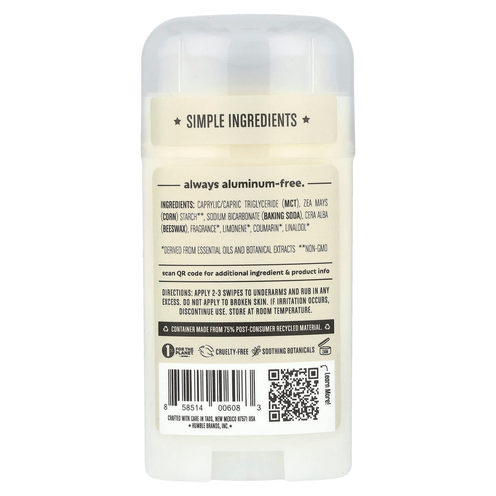 Humble Brands, Дезодорант без алюминия, пало санто и ладан, 70 г (2,5 унции)