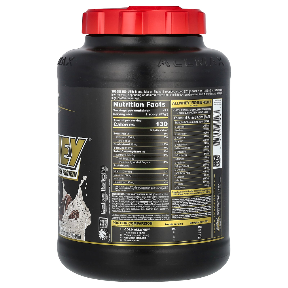 ALLMAX, Gold AllWhey, сывороточный протеин премиального качества, печенье и сливки, 2,27 кг (5 фунтов)