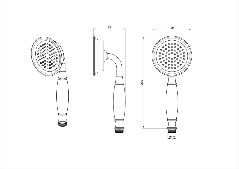 Лейка для душа WONZON & WOGHAND, Темный графит (WW-88SC07-BGM)