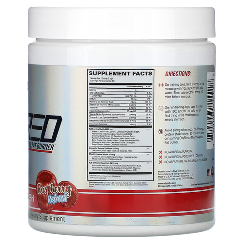 EHPlabs, OxyShred, термогенный сжигатель жира, со вкусом малины, 318 г (11,2 унции)