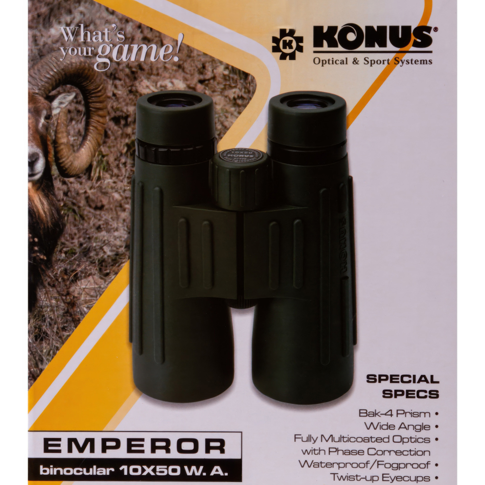 Бинокль Konus Emperor 10x50 WA Green — упаковка