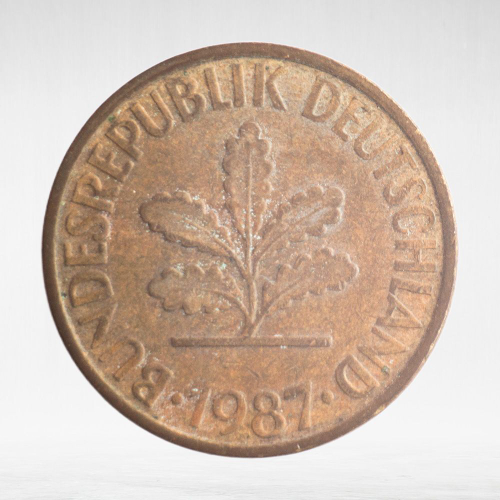 Germany, 10 Pfennigs, 1987, (Stuttgart Mint - "F"), VF