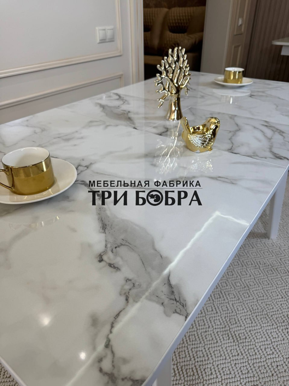 Кухонный раздвижной стол "Модерн", мрамор Парфенон