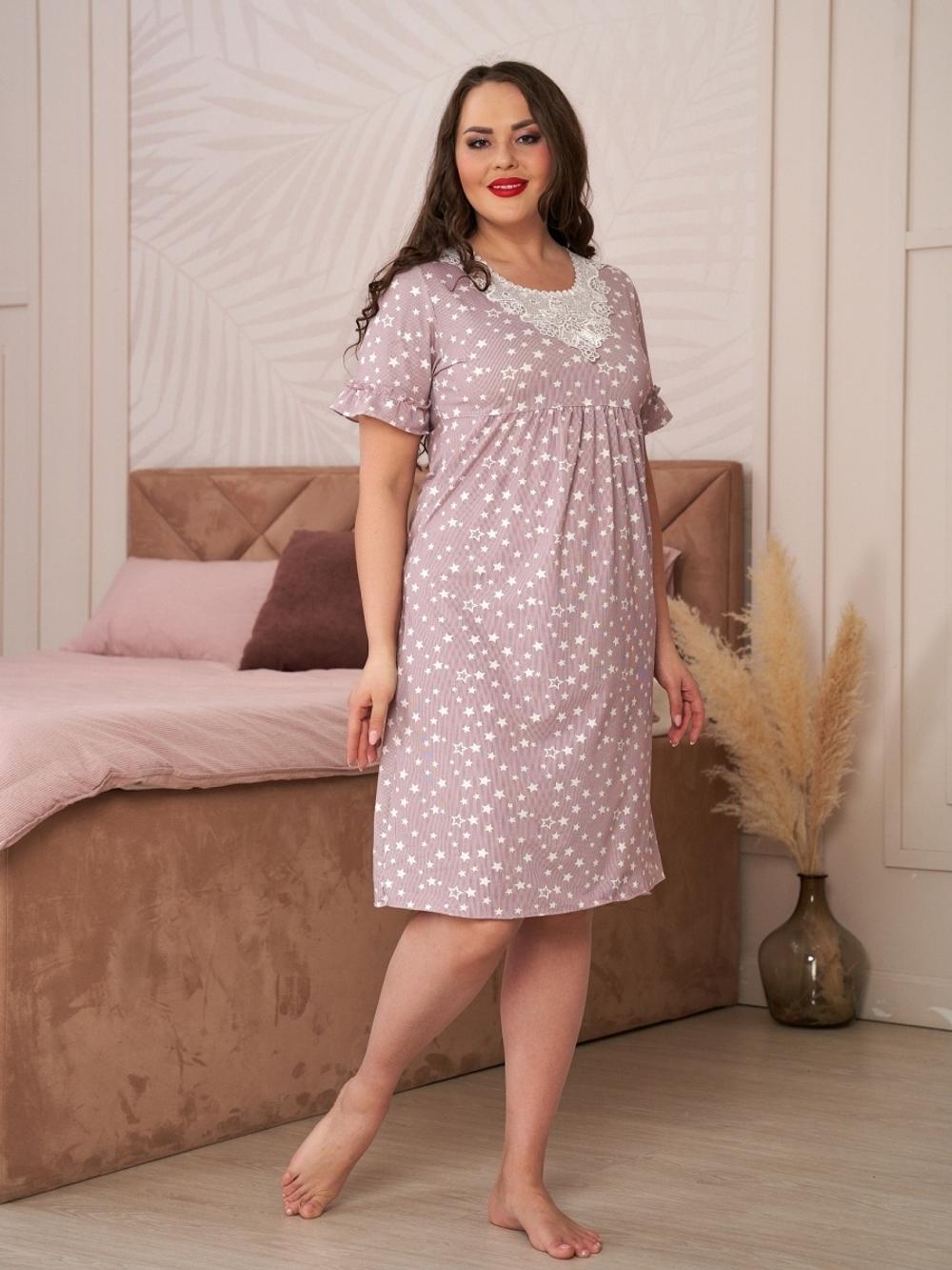 [m]Сорочка с к/р 737-1 роз норма