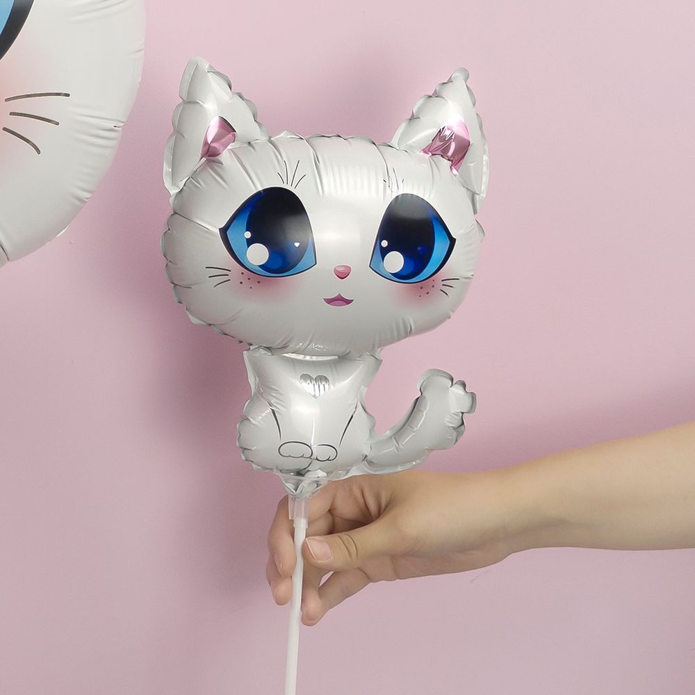 Шар с клапаном (15''/38 см) Мини-фигура, Котенок, Белый, 1 шт.