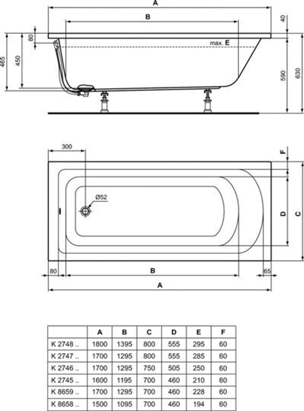 Акриловая ванна Ideal Standard 160x70 K274501 HOTLINE