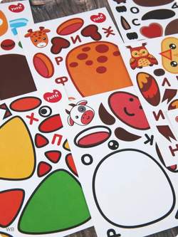 Аппликации для детей: развивающие наклейки с животными для малышей (А6, 9 листов)ющие наклейки для малышей А6