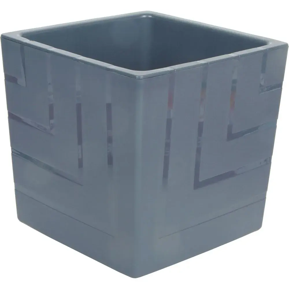 Горшок пластиковый с вкладкой Квадро антрацит 3,3 л