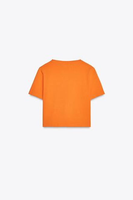 ZARA УКОРОЧЕННАЯ ФУТБОЛКА ИЗ ЭЛАСТИЧНОЙ ТКАНИ, ОРАНЖЕВЫЙ
