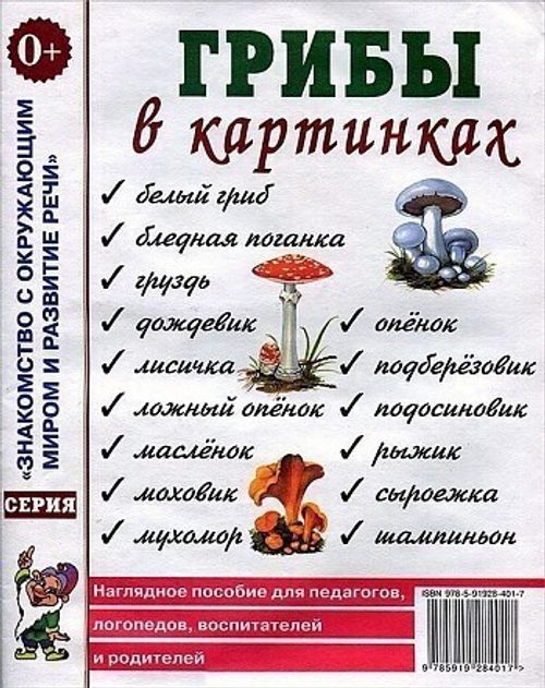 Грибы в картинках. Наглядное пособие для педагогов, логопедов, воспитателей и родителей. 0+