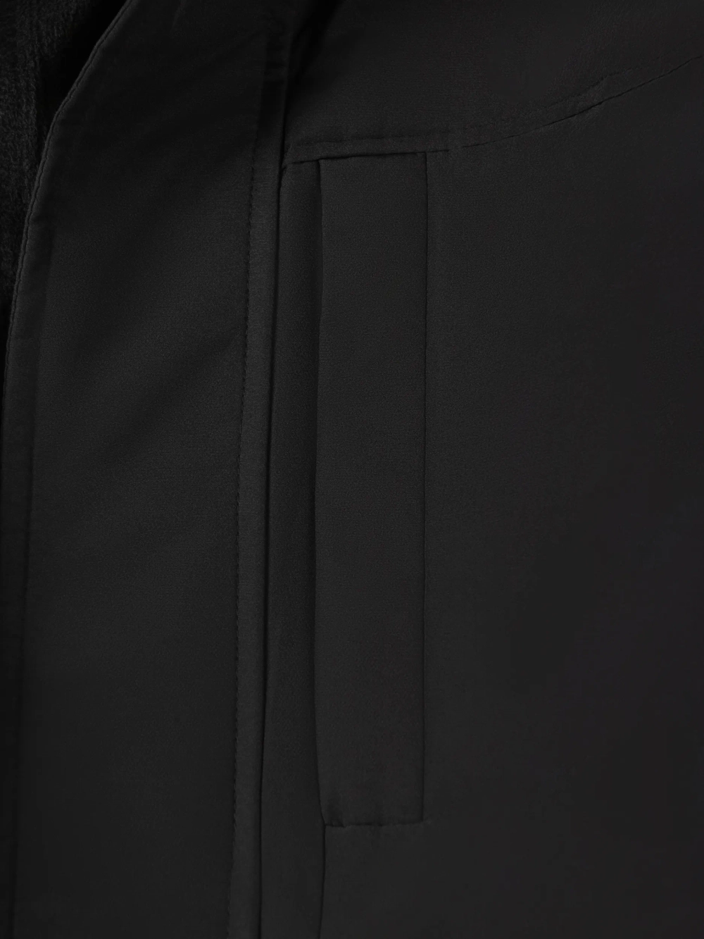 Куртка удлиненная утепленная с мехом черная